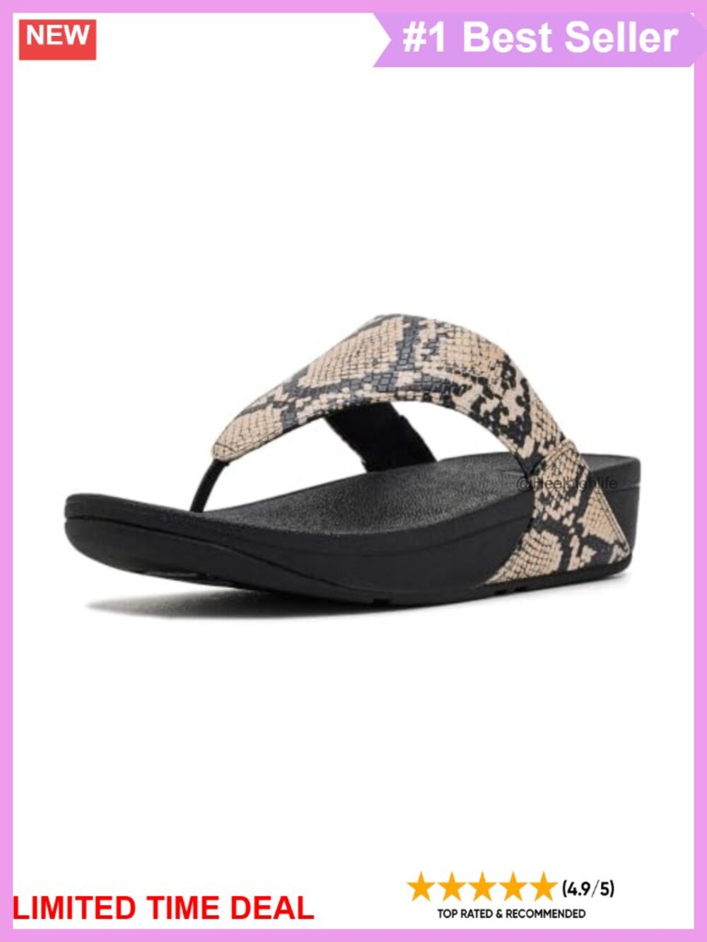 FitFlop Snake Toe Post Sandals Leather Microwobbleboard Cushion Slip On Casual